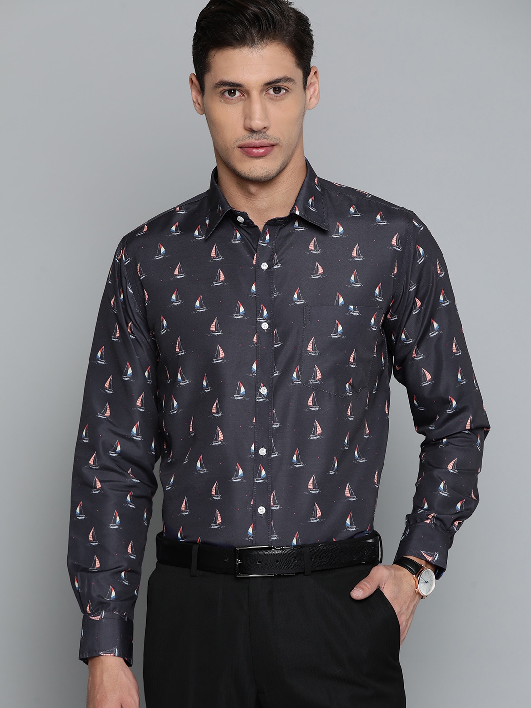 

DENNISON Men Navy Blue Smart Slim Fit Conversational Printed Formal Shirt