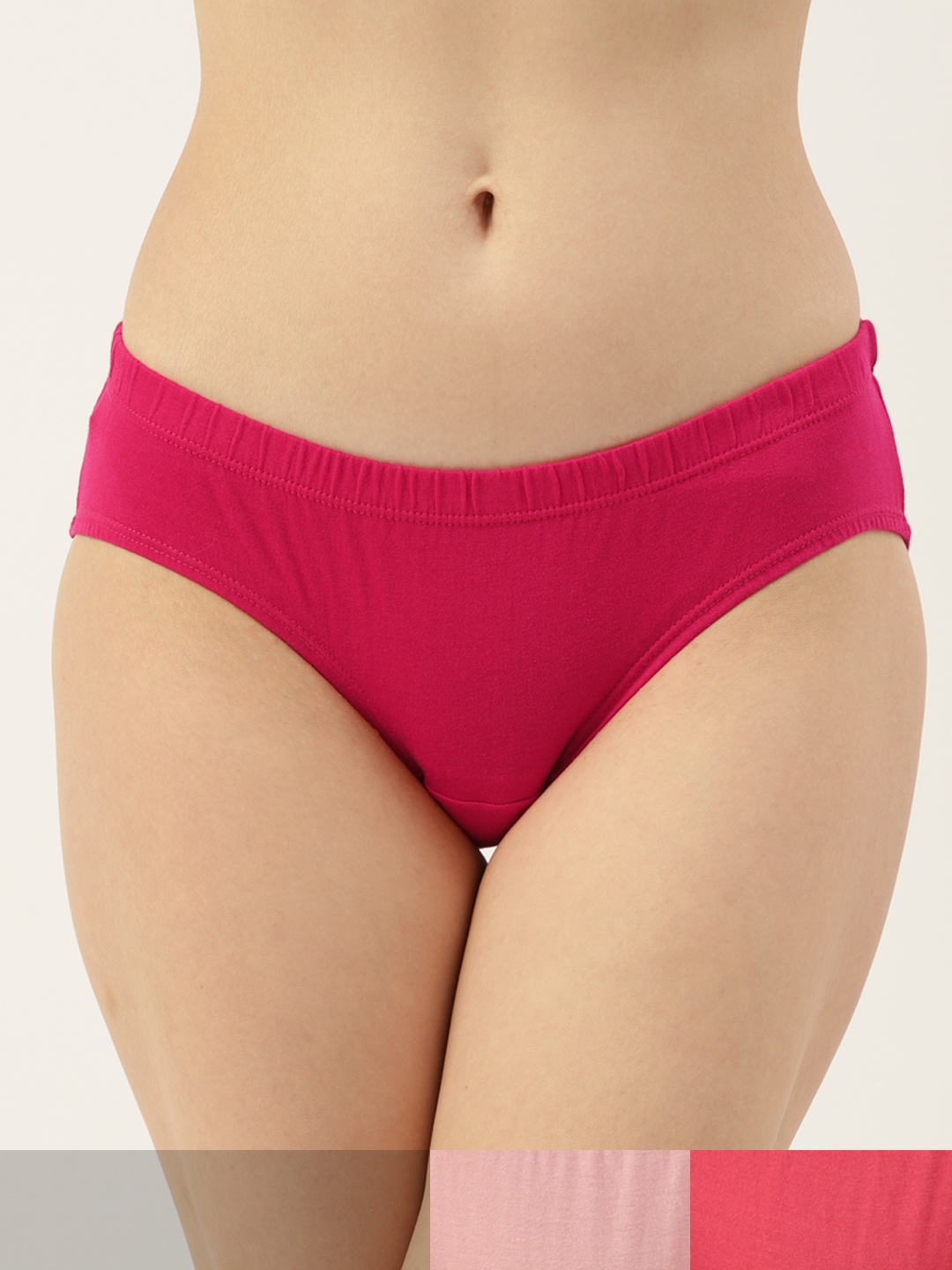 

Leading Lady Women Pack of 3 Solid Mid-Rise Hipster Briefs HIP-9031-3, Pink