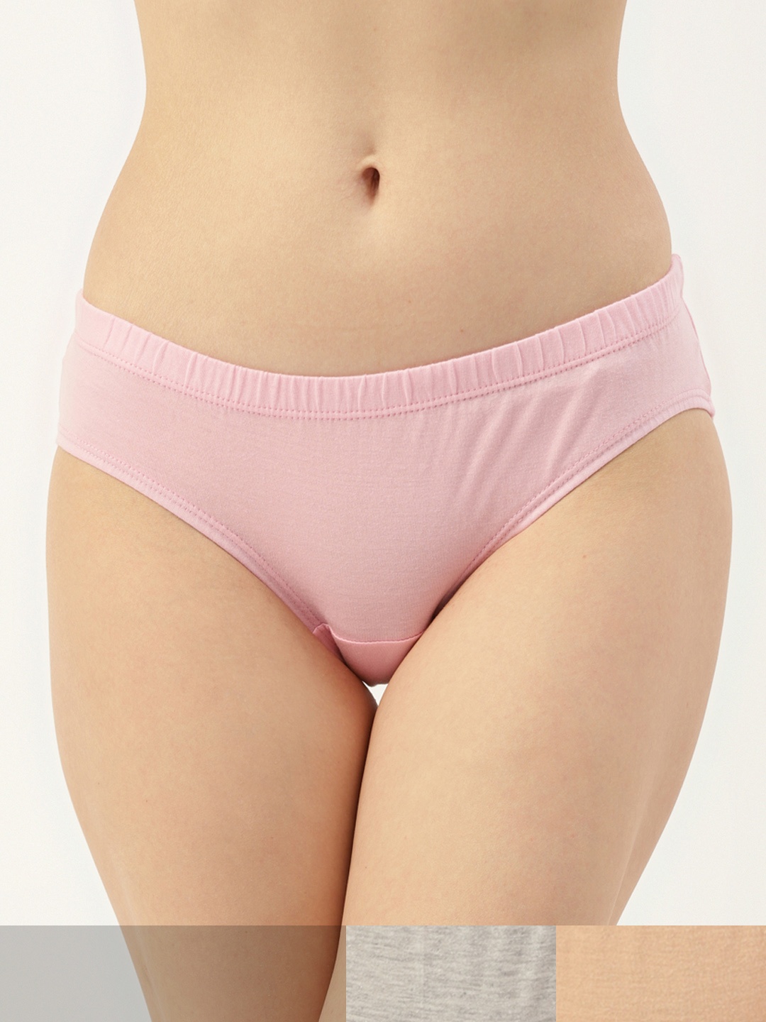 

Leading Lady Women Pack of 3 Solid Mid-Rise Hipster Briefs HIP-9028-3, Pink