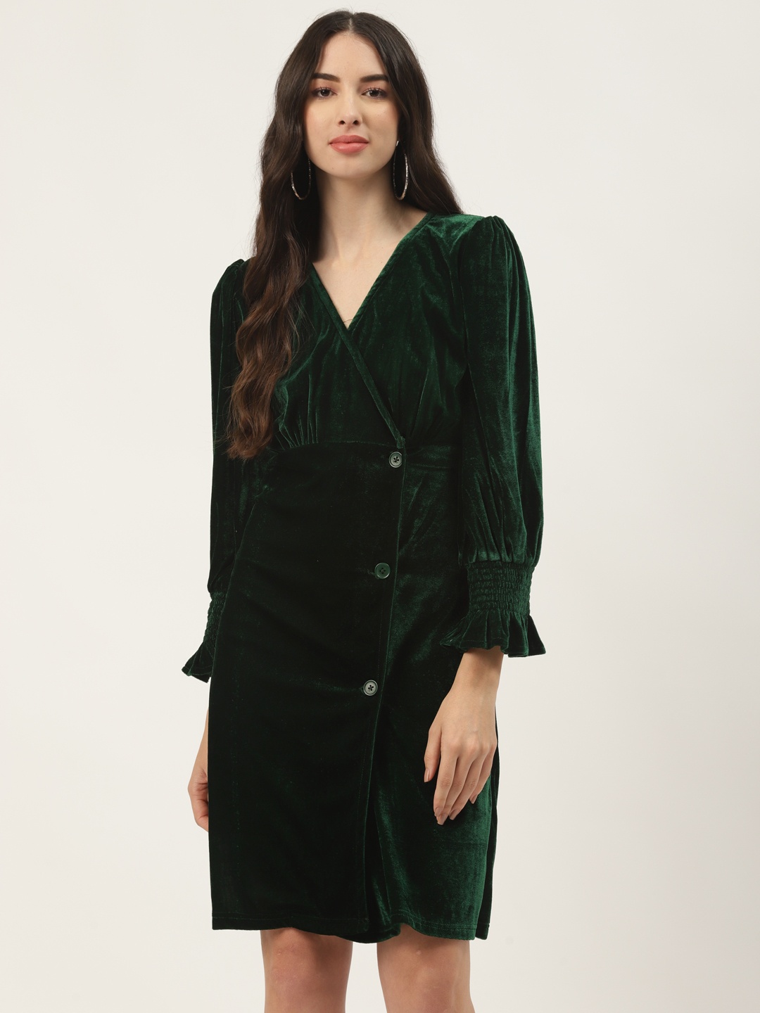 

WISSTLER Olive Green Velvet Dress