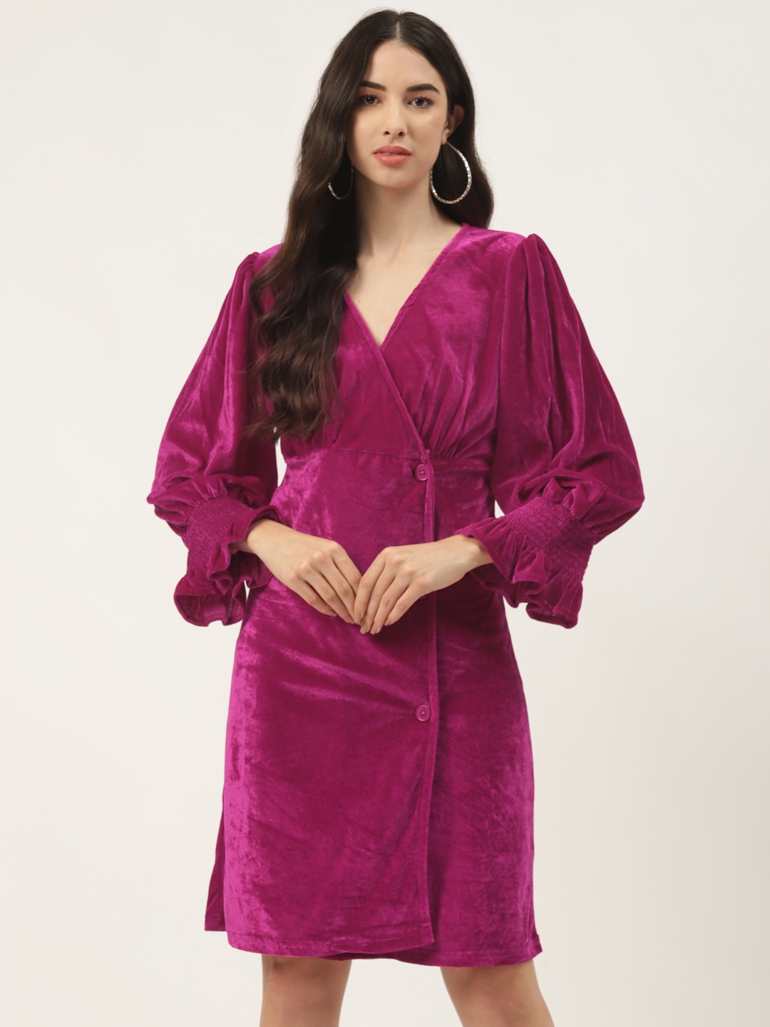

WISSTLER Magenta Velvet Dress