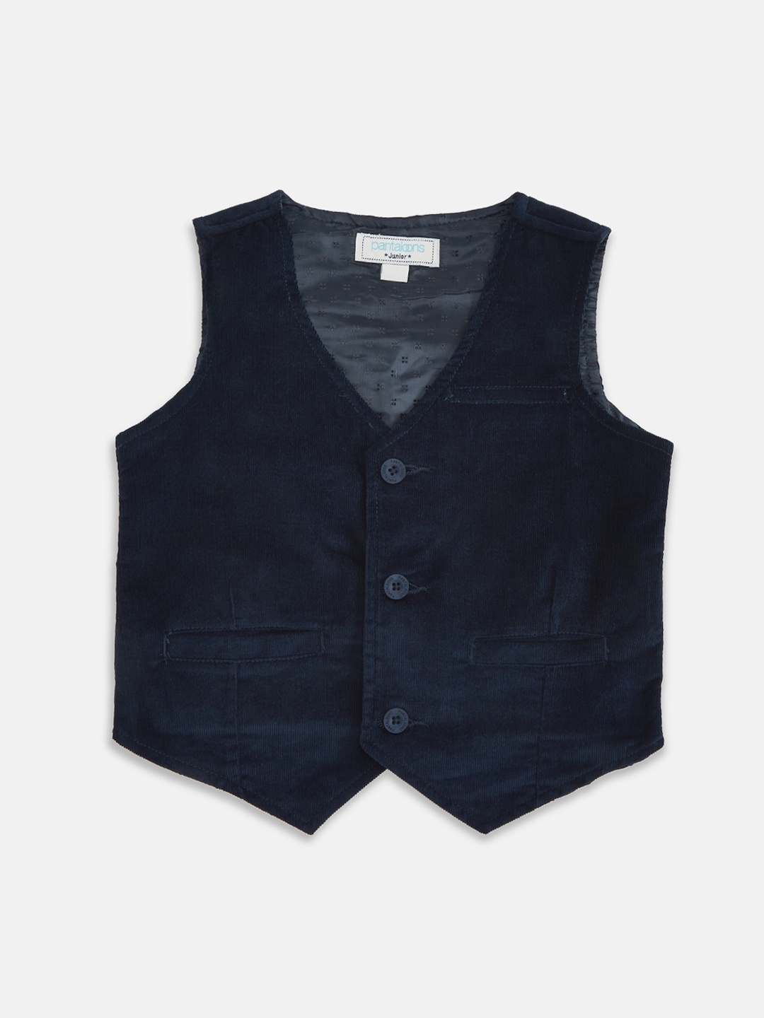 

Pantaloons Junior Boys Navy Blue Solid Pure Cotton Waistcoat