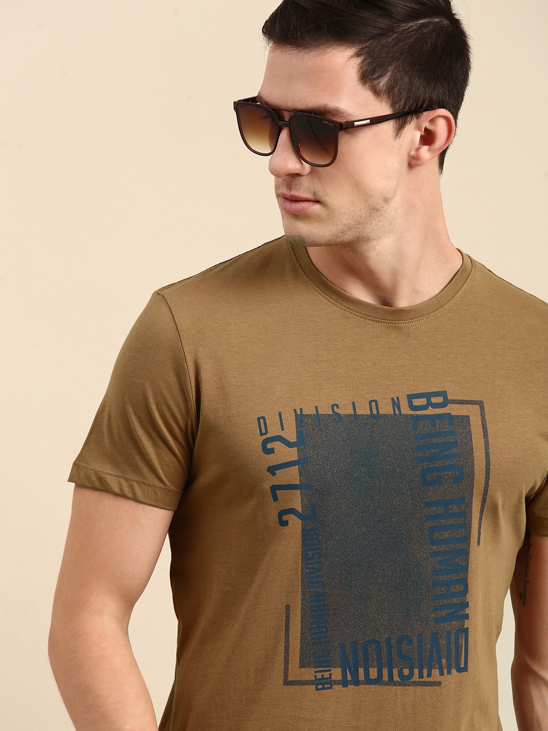 

Being Human Men Brown Graphic Printed Pure Cotton Casual T-shirt