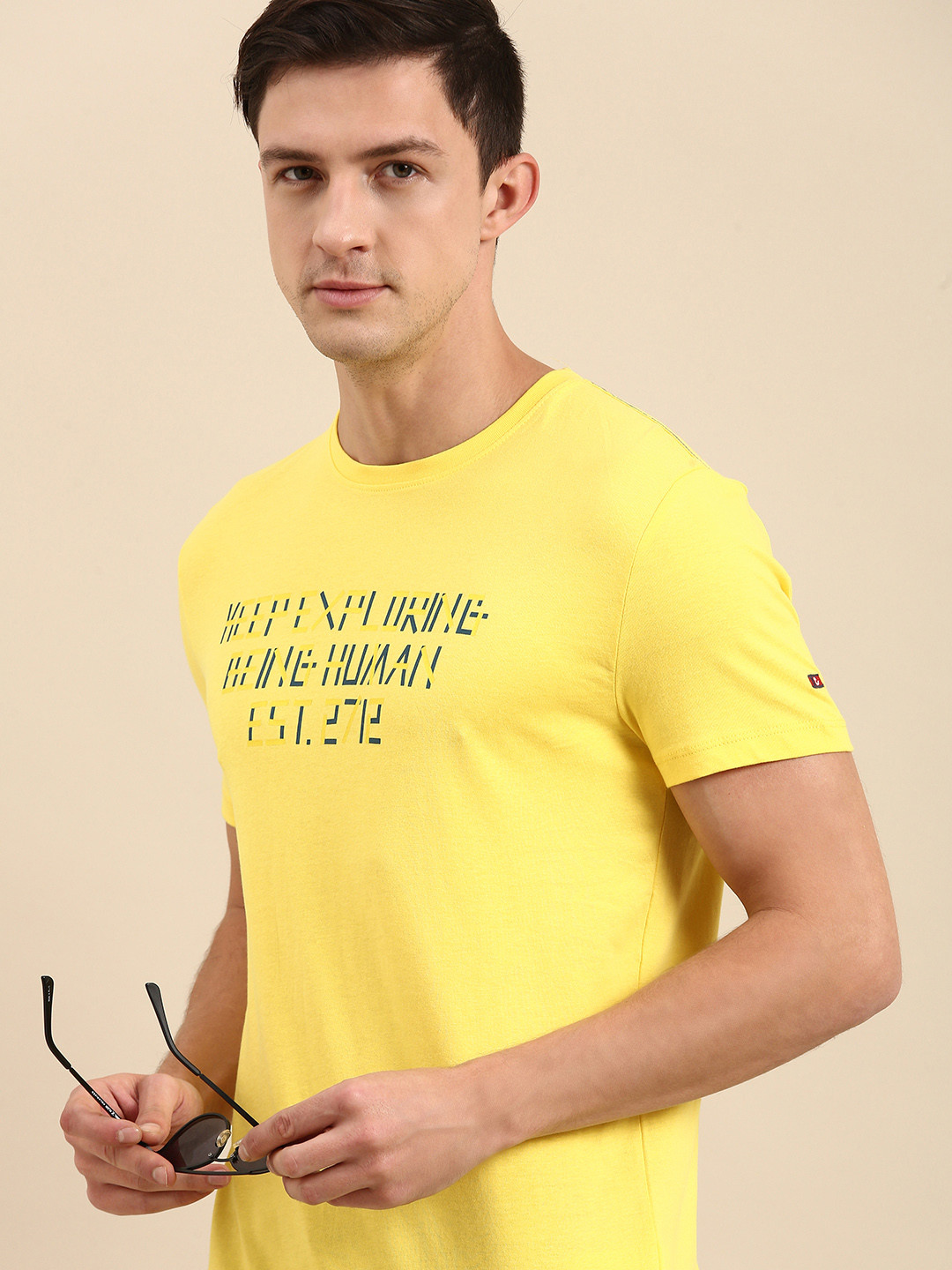 

Being Human Clothing Men Yellow Typography Printed T-shirt