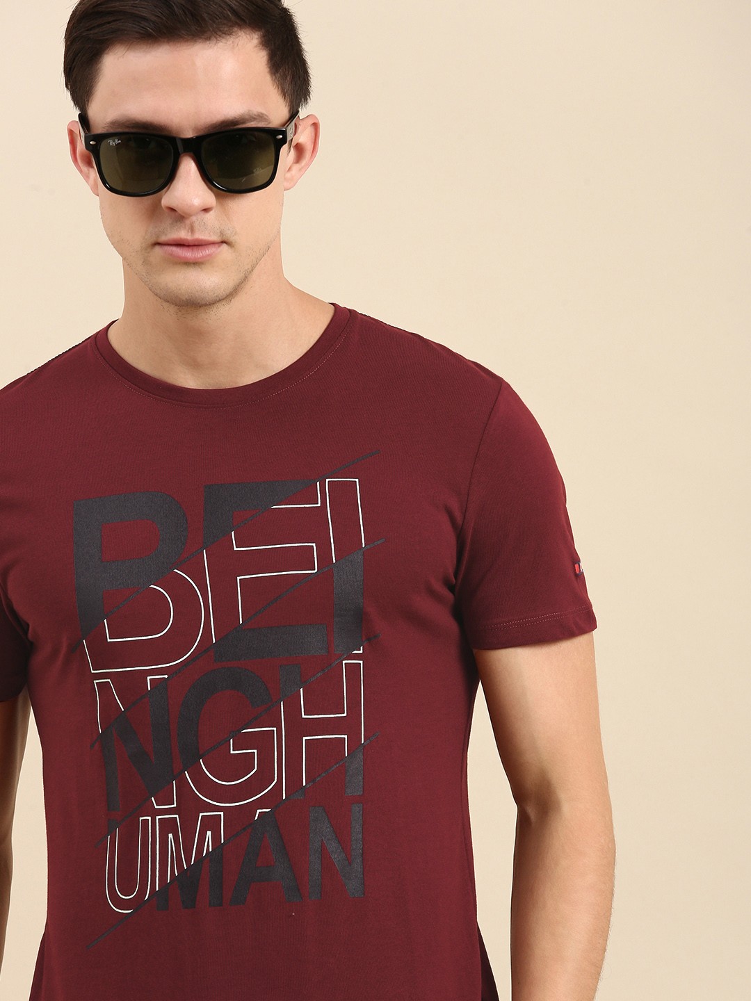 

Being Human Clothing Men Maroon Typography Printed T-shirt