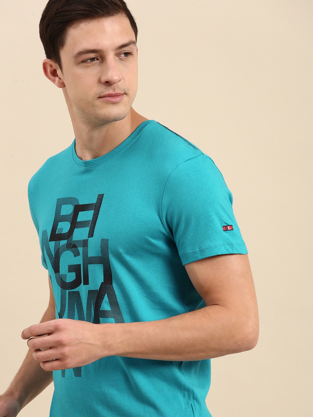 

Being Human Clothing Men Blue Typography Printed T-shirt