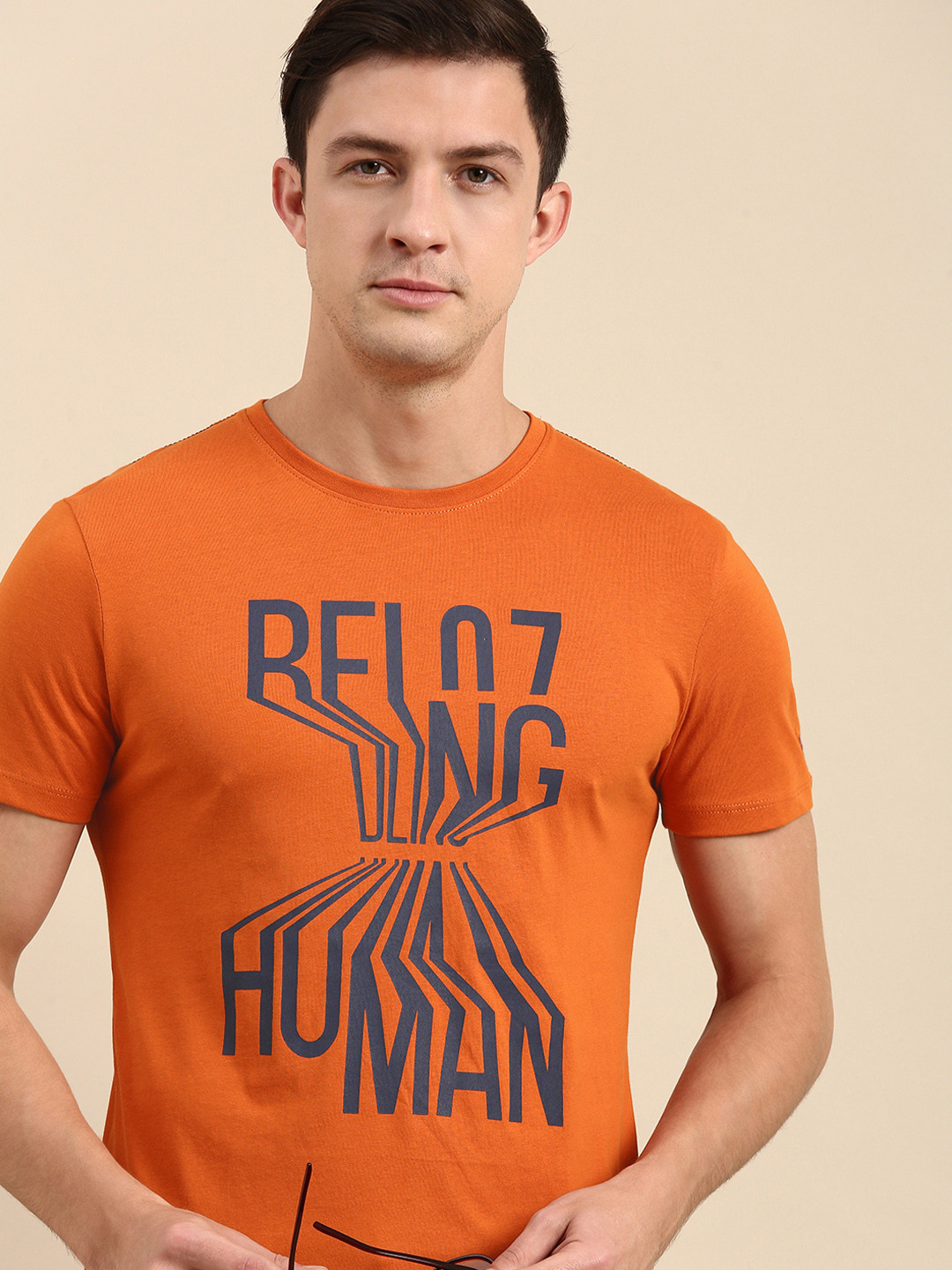 

Being Human Clothing Men Orange Typography Printed T-shirt