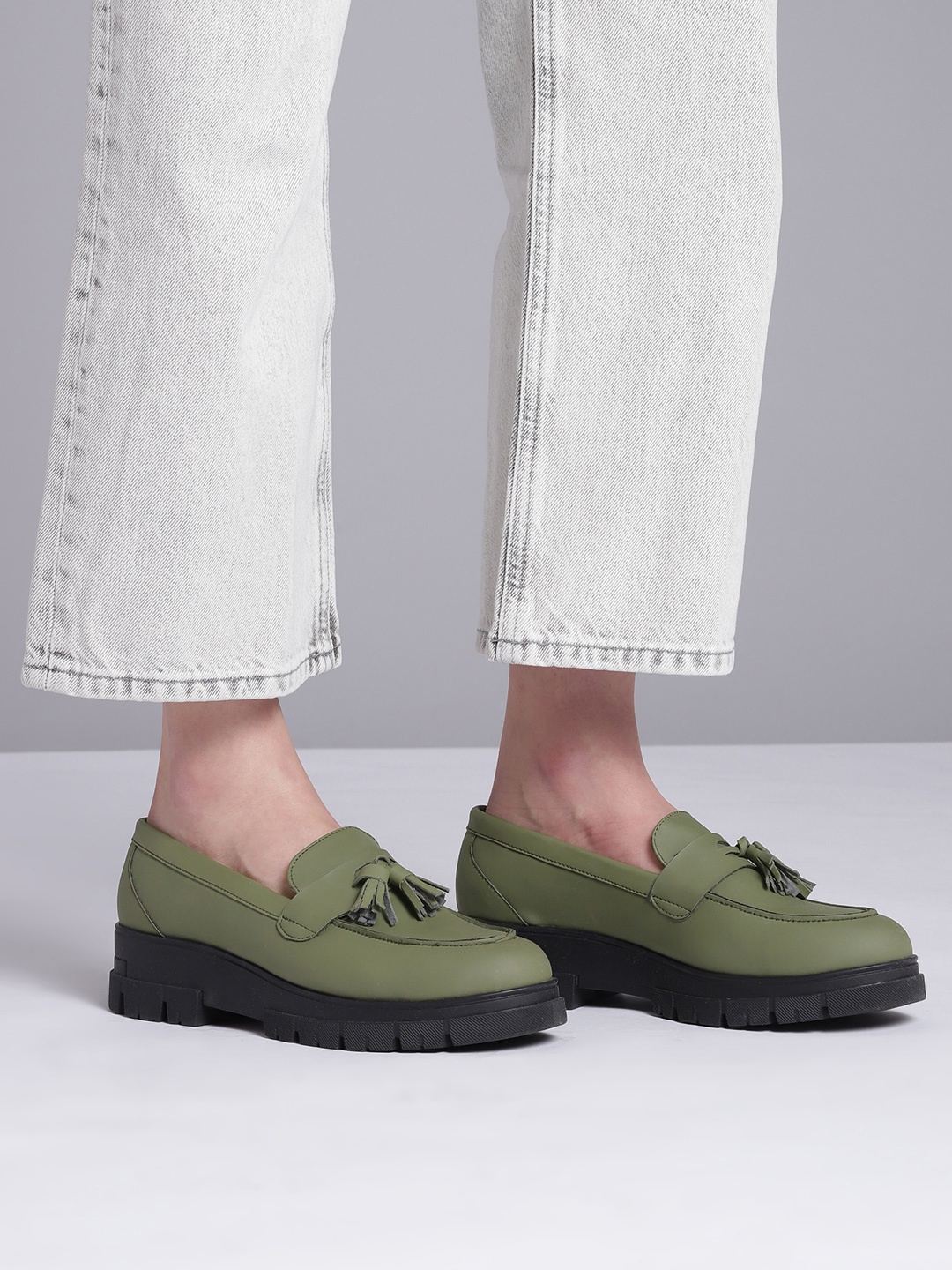

Roadster Women Olive Green Penny Loafers