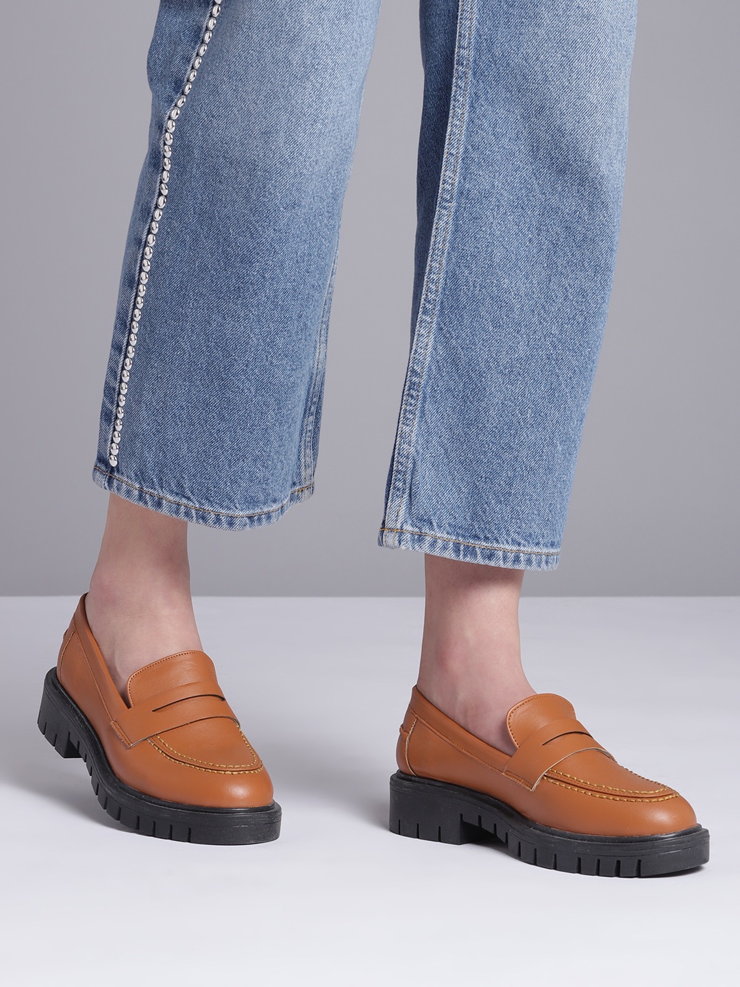 

Roadster Women Tan Brown Solid Platform Penny Loafers