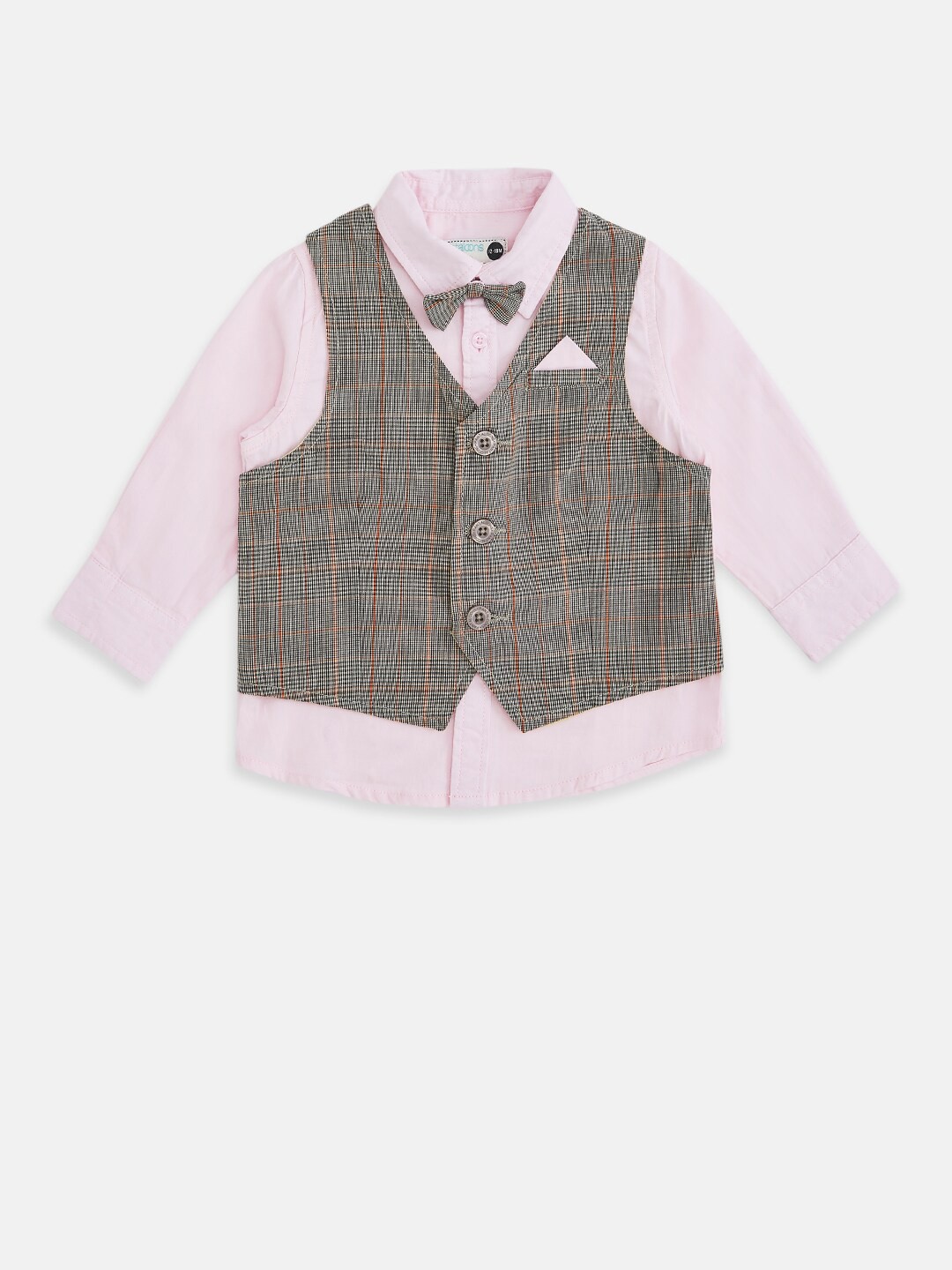 

Pantaloons Baby Boys Pink Opaque Party Shirt