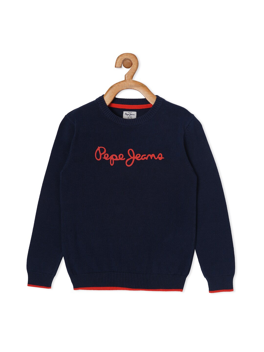 

Pepe Jeans Boys Navy Blue & Red Printed Round Neck Pullover