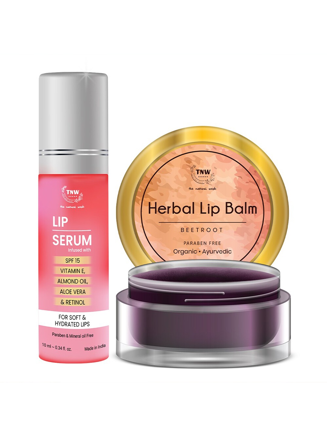 

TNW the natural wash Beetroot Lip Balm & Serum Combo for Soft & Glossy Lips, Pink