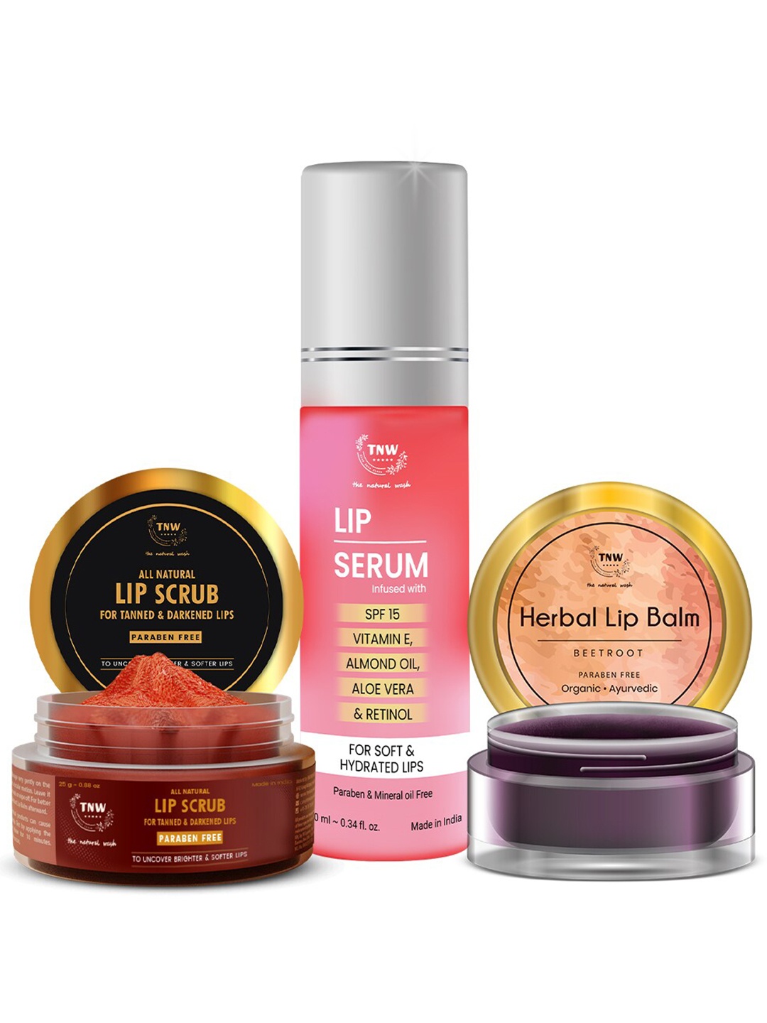 

TNW the natural wash Beetroot Lip Balm Lip Scrub & Lip Serum for Lip Care, Pink