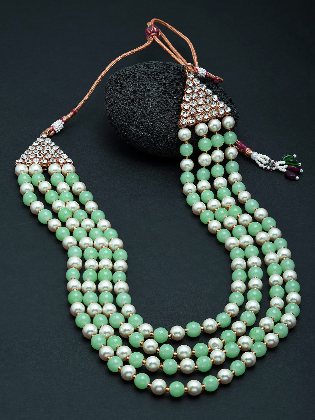 

Zaveri Pearls Gold-Toned & White Gold-Plated Layered Necklace