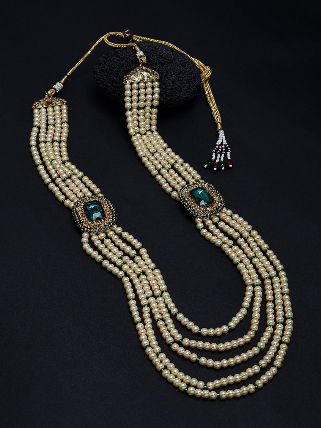 

Zaveri Pearls Gold-Toned & Green Gold-Plated Layered Necklace