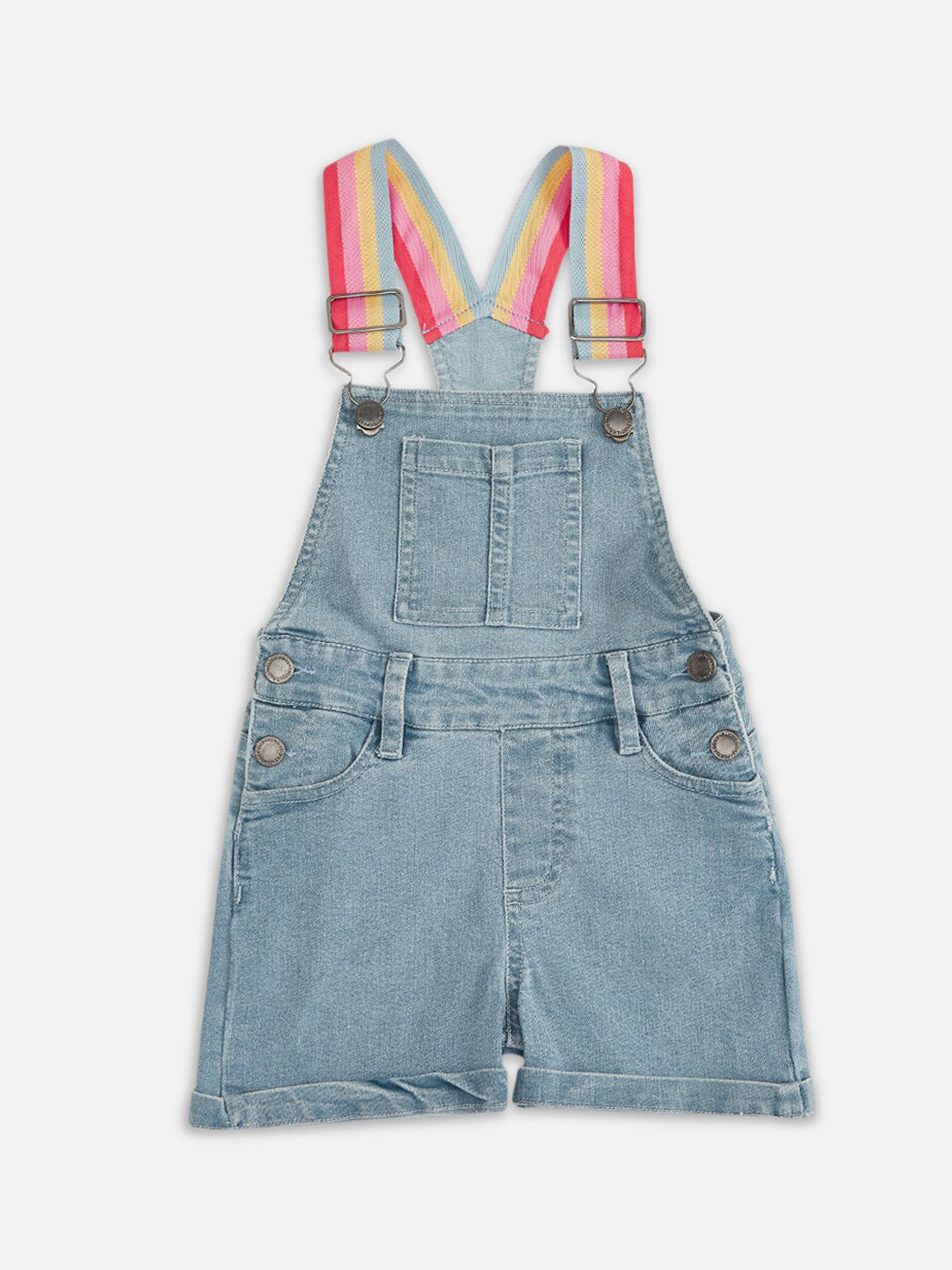 

Pantaloons Junior Girls Blue Solid Slim-Fit Pure Cotton Dungarees