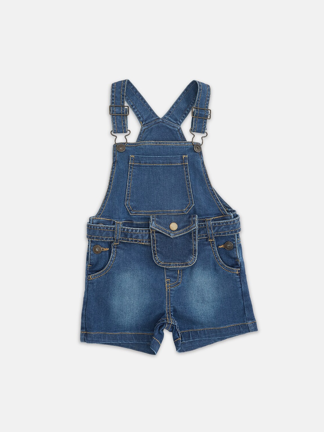 

Pantaloons Junior Girls Blue Slim-Fit Denim Dungarees