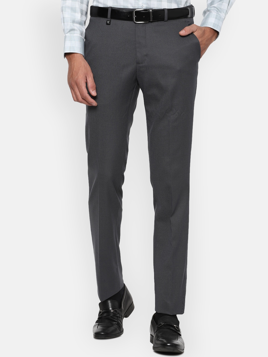 

V Dot Men Grey Skinny Fit Formal Trousers