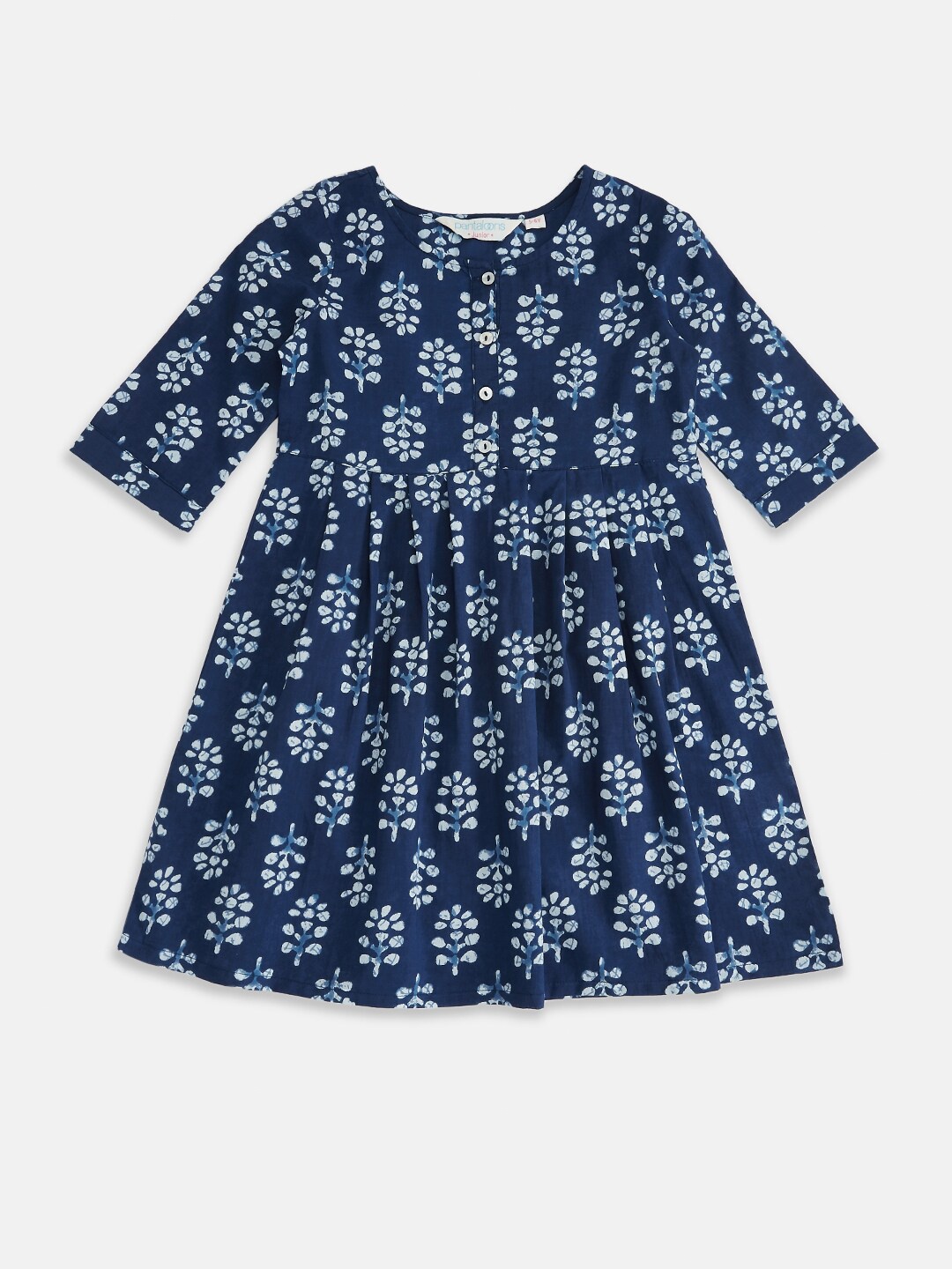 

AKKRITI BY PANTALOONS Navy Blue & White Ethnic Motifs Dress