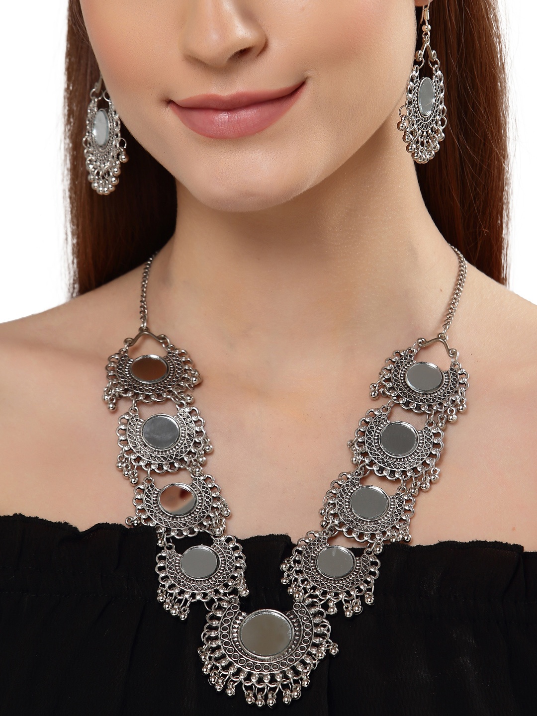

Shining Diva Oxidised Silver-Plated Jewellery Set