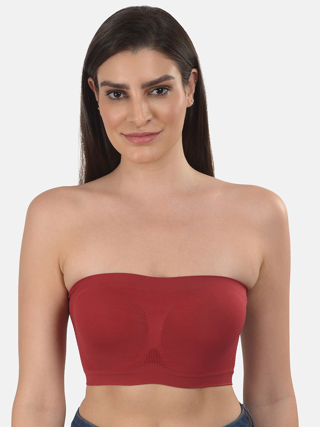 

mod & shy Maroon Solid Lightly Padded Bandeau Bra