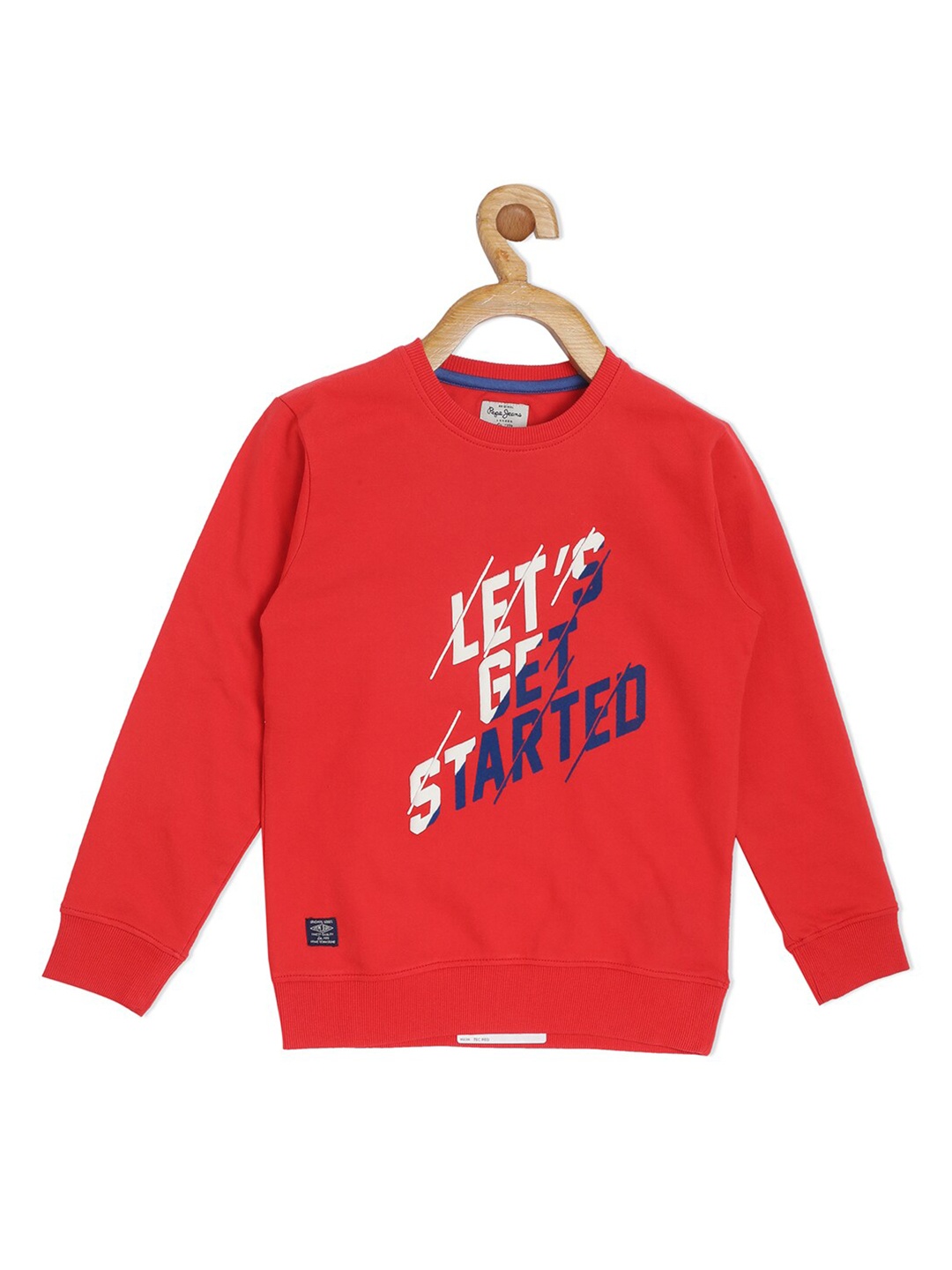 

Pepe Jeans Boys Red Typography Printed Pure Cotton Pullover Sweatshirt