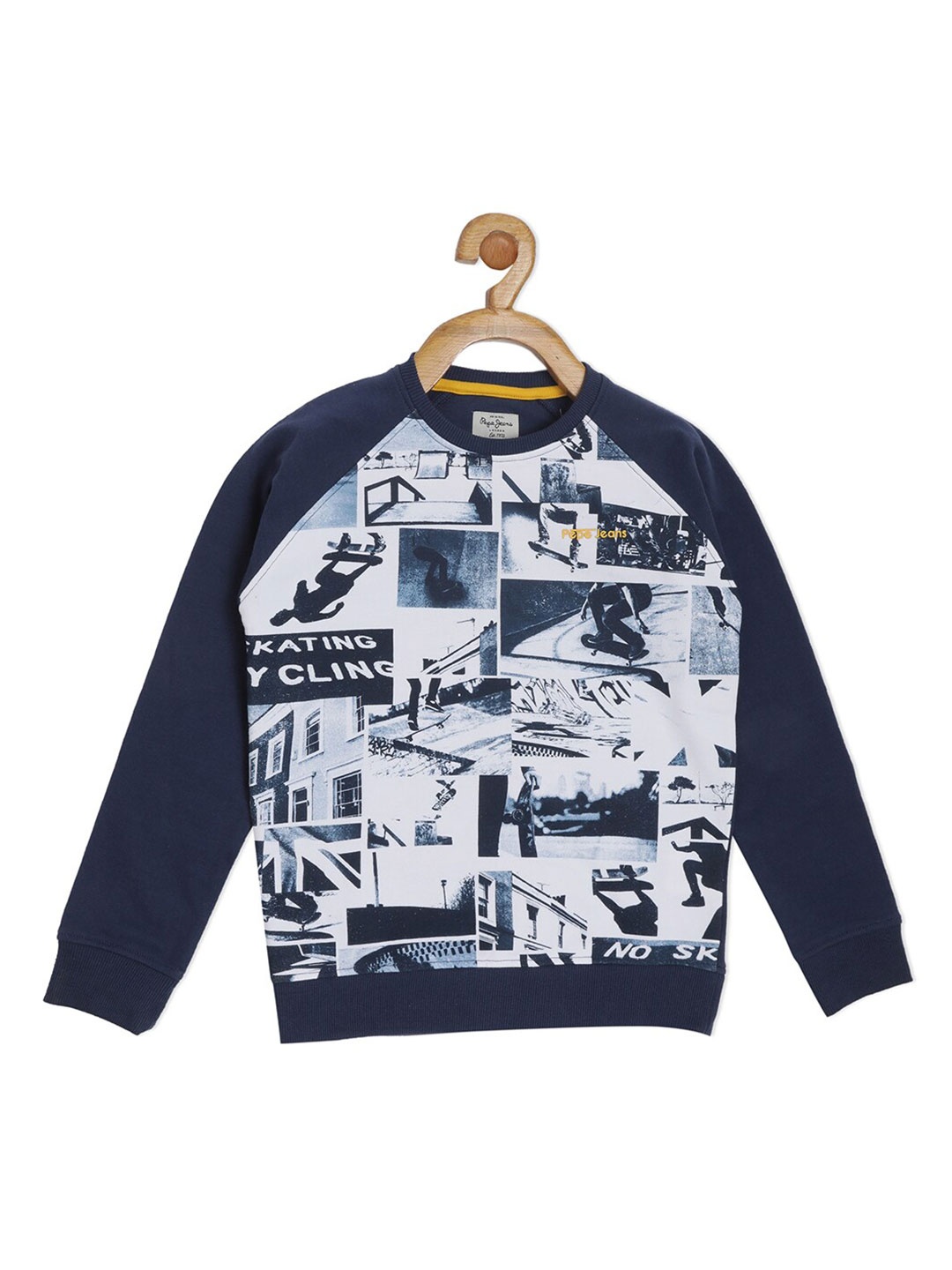 

Pepe Jeans Boys Navy Blue & White Graphic Printed Sweatshirt