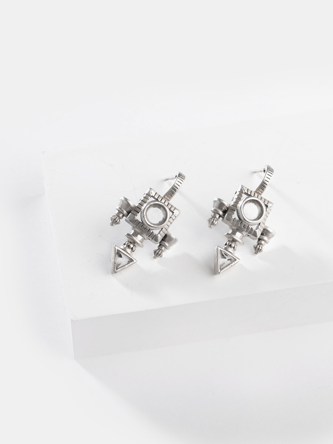 

SHAYA Silver-Toned Contemporary Studs Earrings