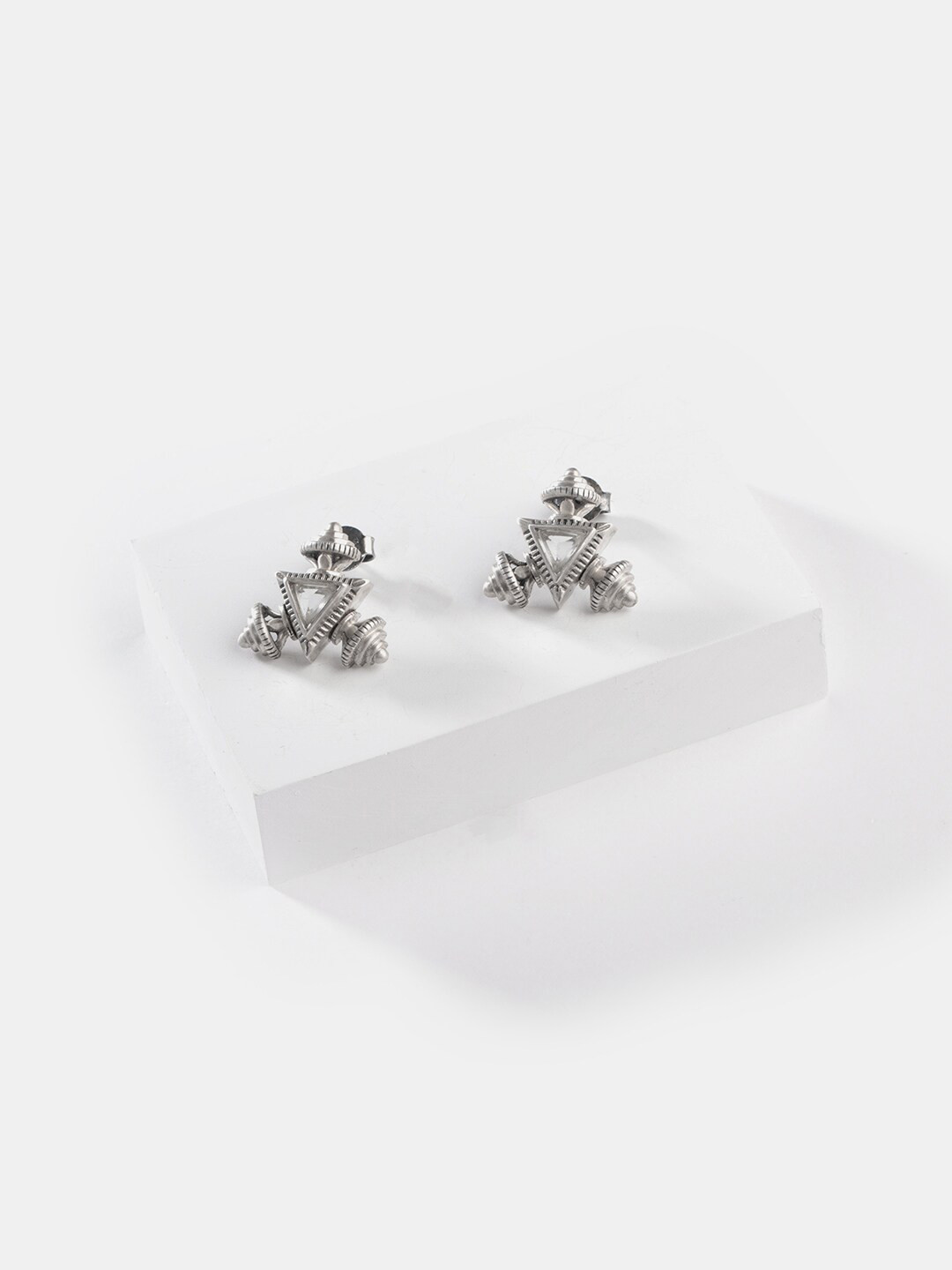 

SHAYA Silver-Toned Contemporary Studs Earrings