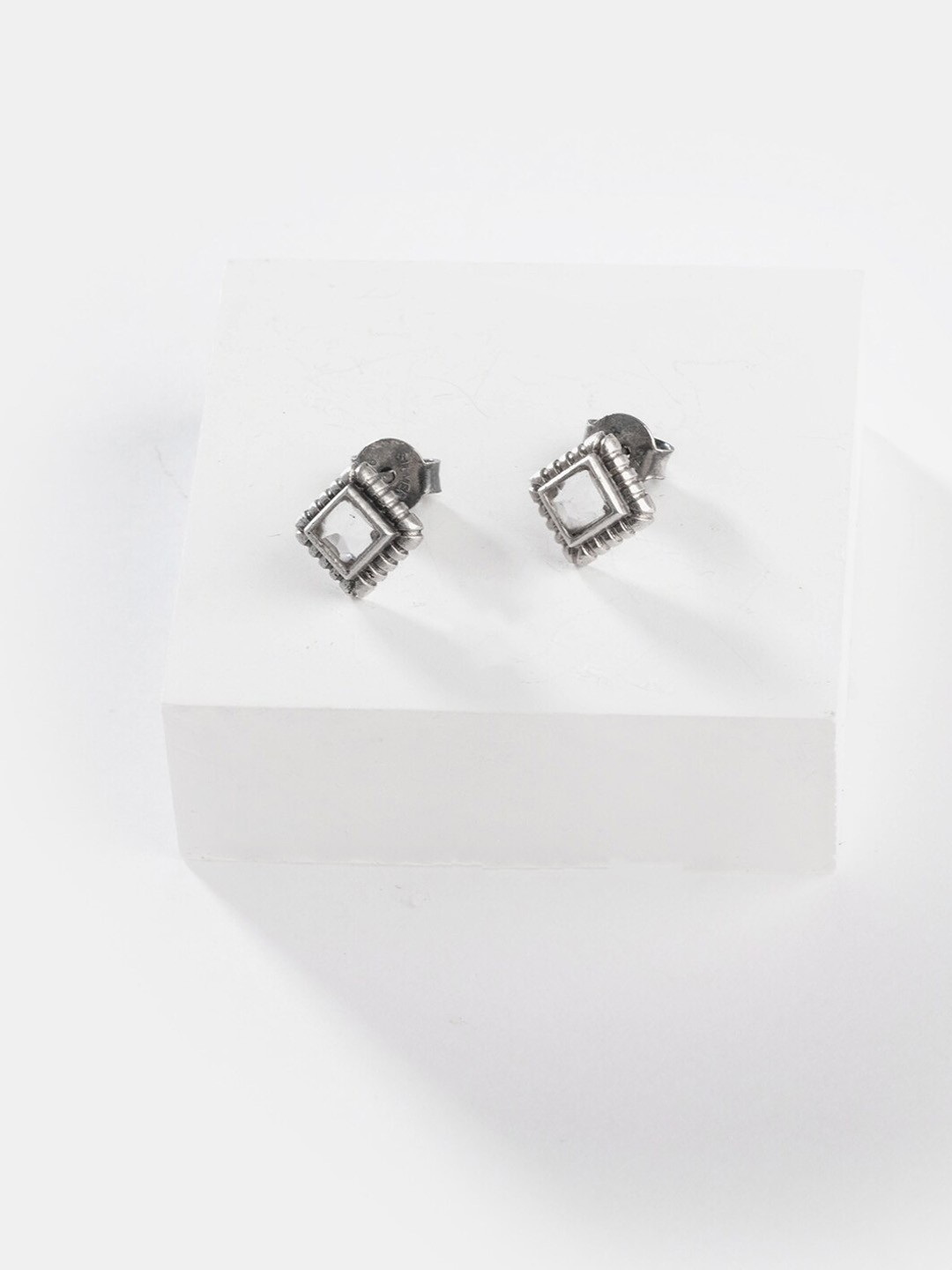 

SHAYA Silver-Toned Contemporary Studs Earrings