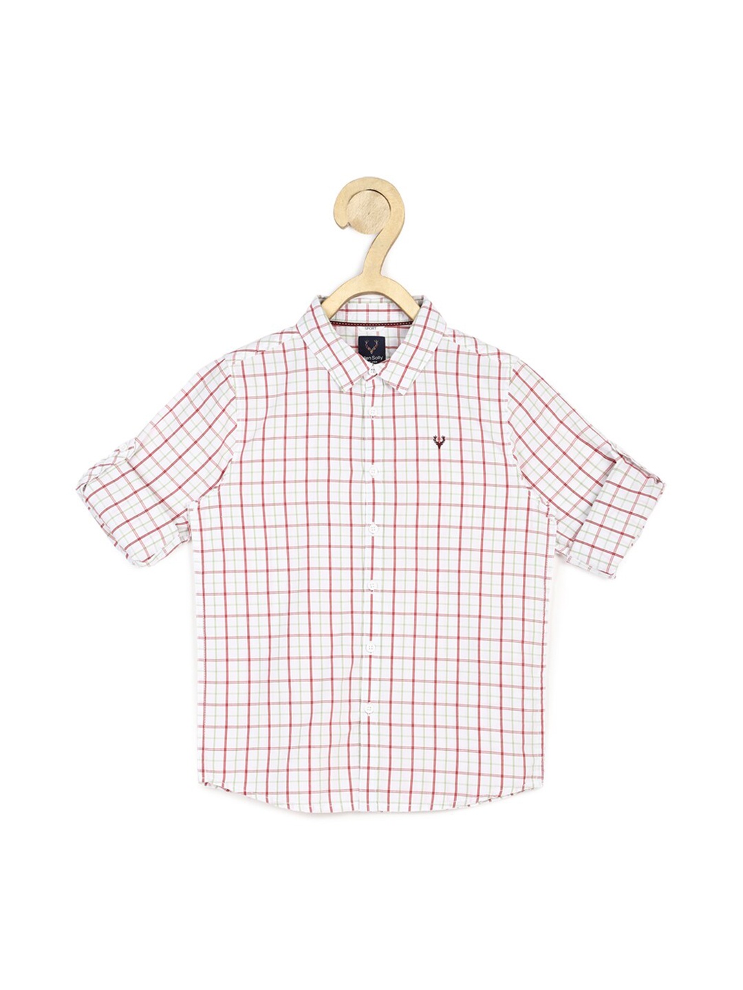 

Allen Solly Junior Boys White Slim Fit Opaque Checked Pure Cotton Casual Shirt