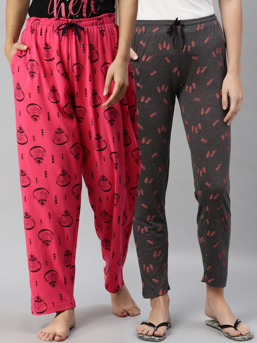 

Kryptic Women Pack Of 2 Pure Cotton Lounge Pants, Fuchsia
