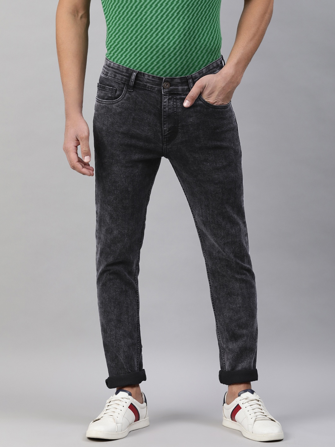 

abof Men Black Slim Fit Light Fade Stretchable Jeans
