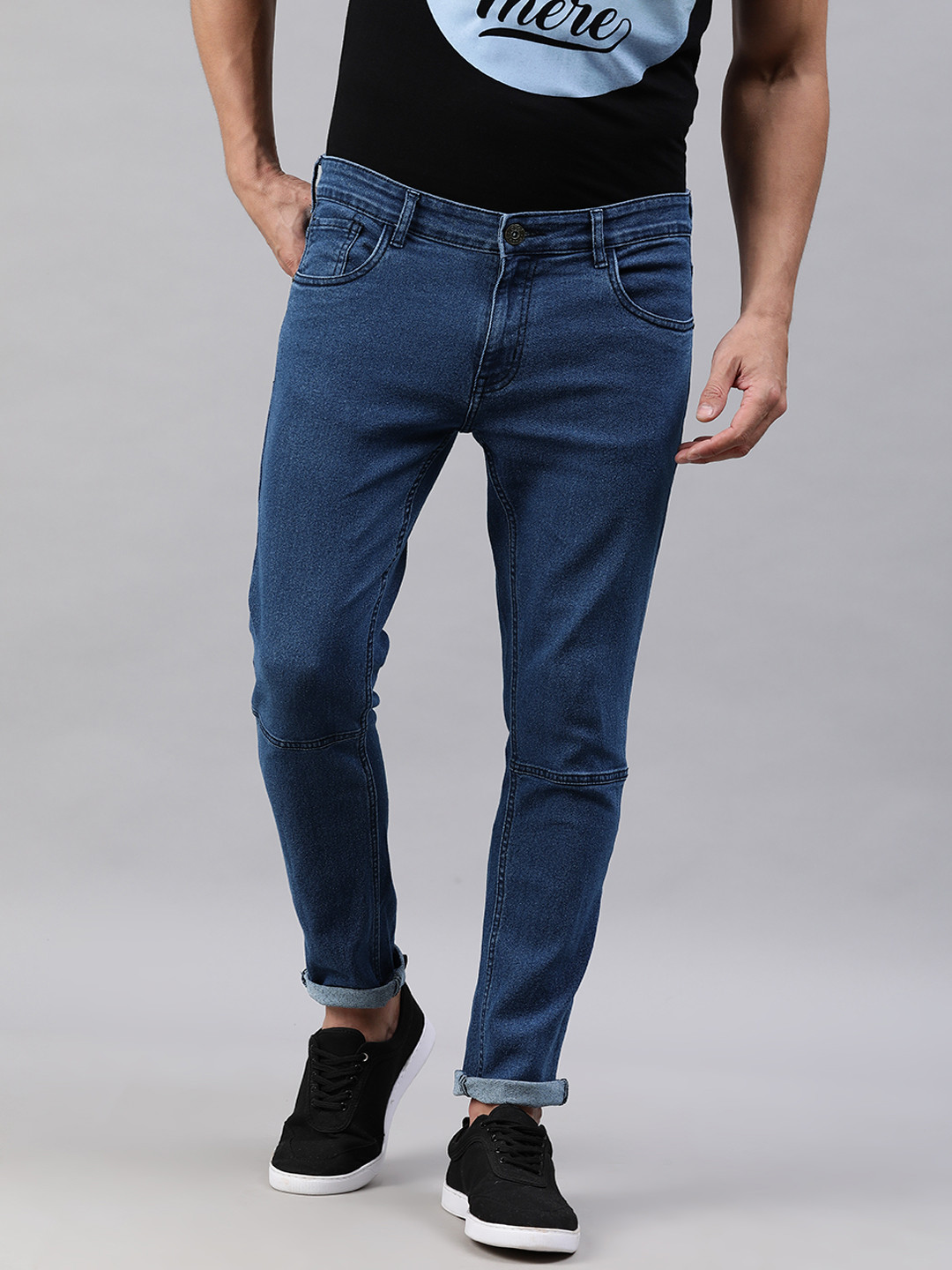 

abof Men Blue Tapered Fit Mid-Rise Clean Look Jeans