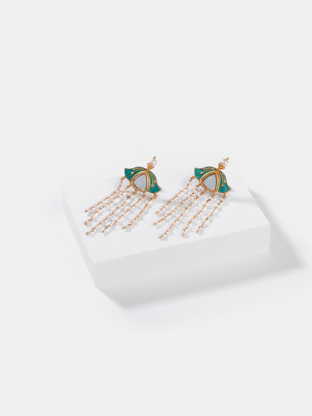 

SHAYA Gold-Toned Contemporary Drop Earrings