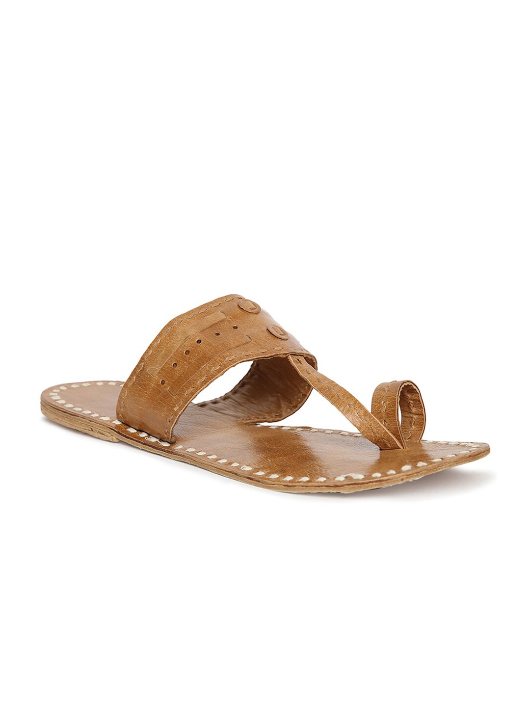 

Fabindia Men Tan & White Leather Comfort Sandals