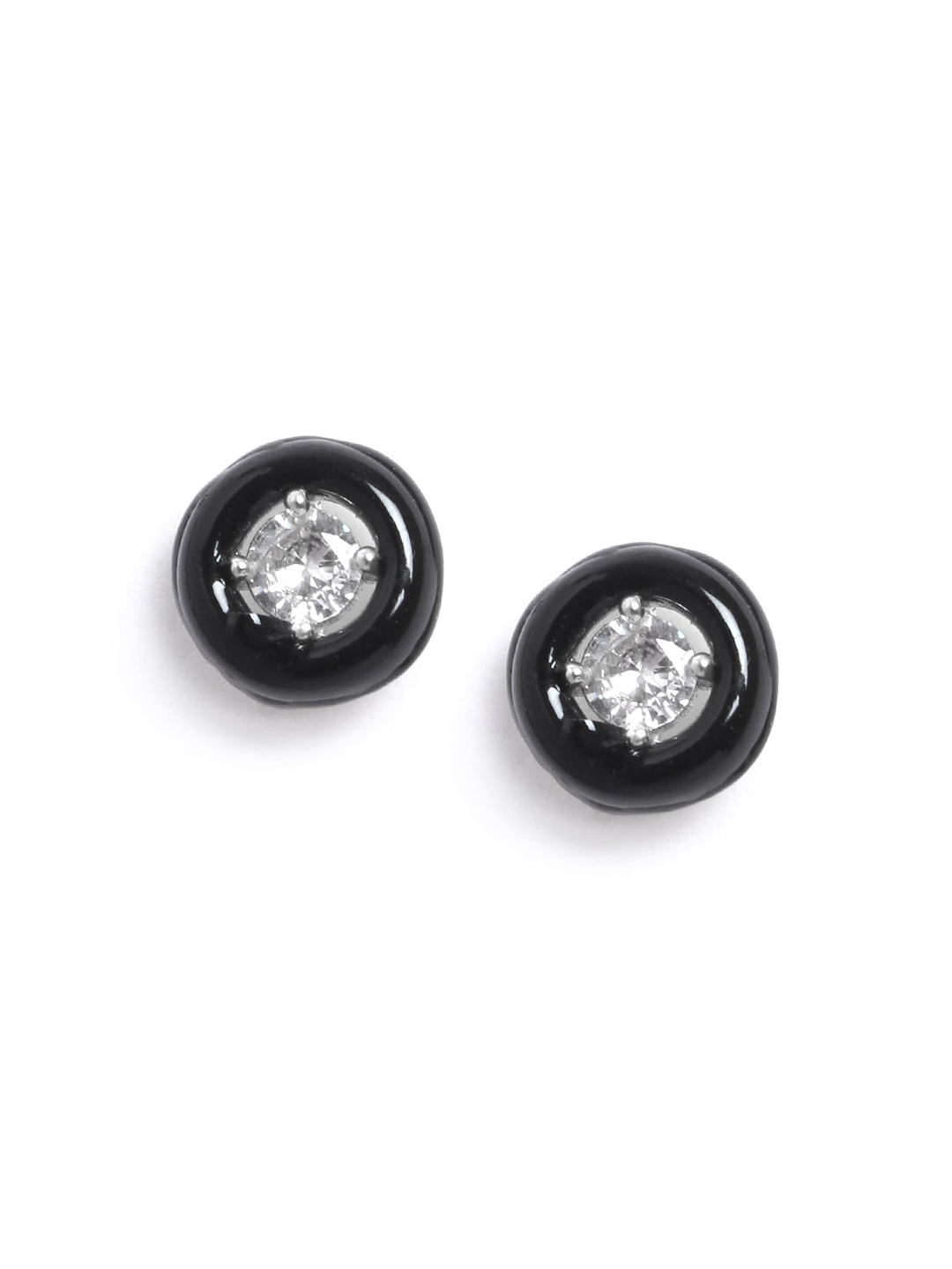 

MINUTIAE Silver-Toned Circular Studs Earrings