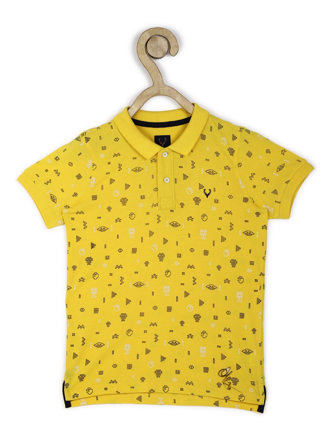 

Allen Solly Junior Boys Yellow & Black Printed Polo Collar T-shirt