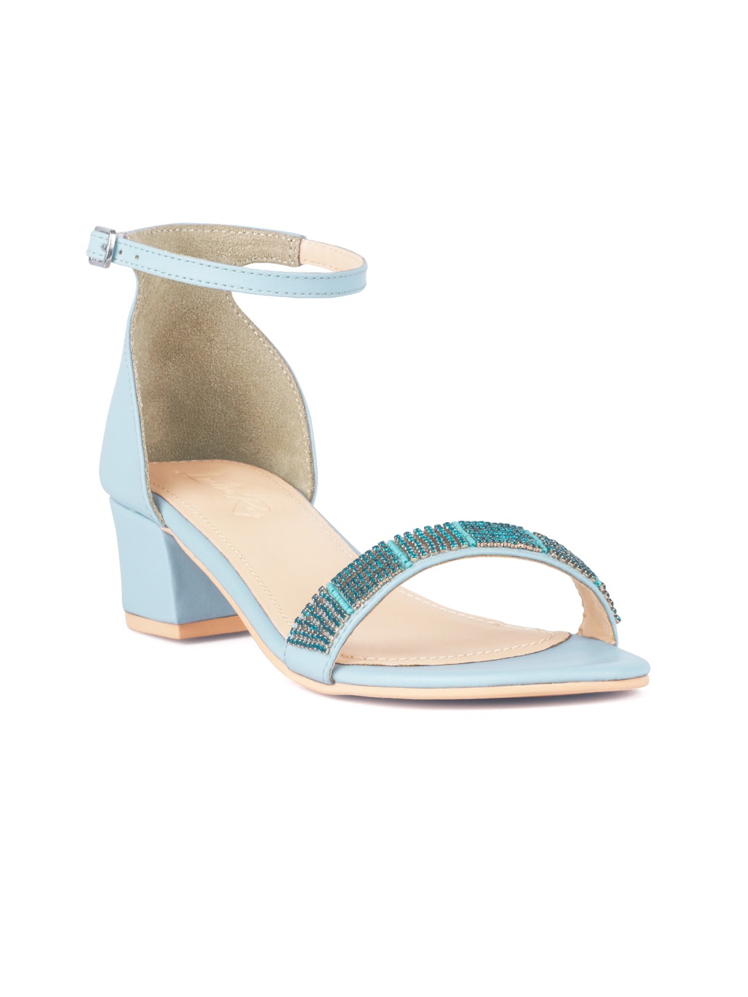 

London Rag Blue Textured Party Block Sandals