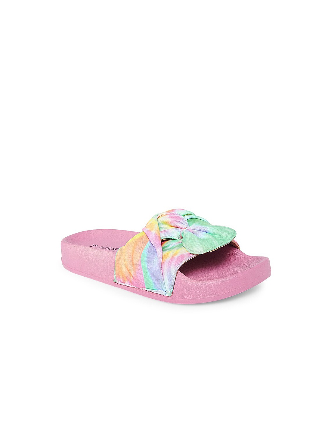 

Pantaloons Junior Girls Pink & Green Printed Sliders