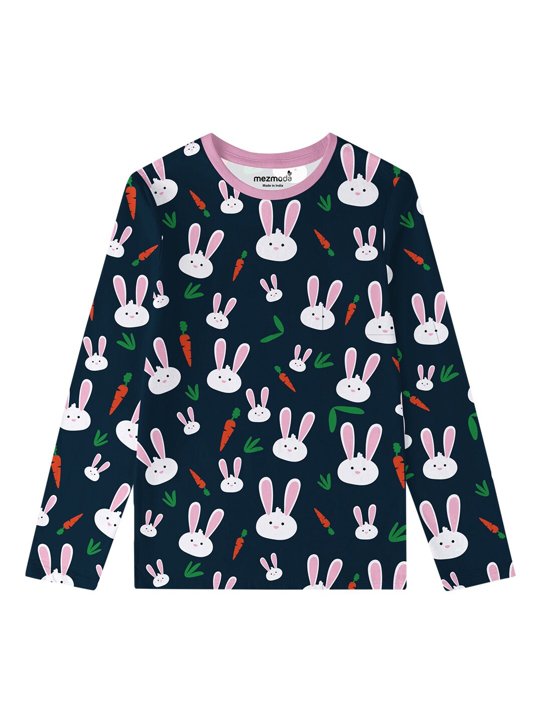 

mezmoda Girls Navy Blue & White Printed T-shirt