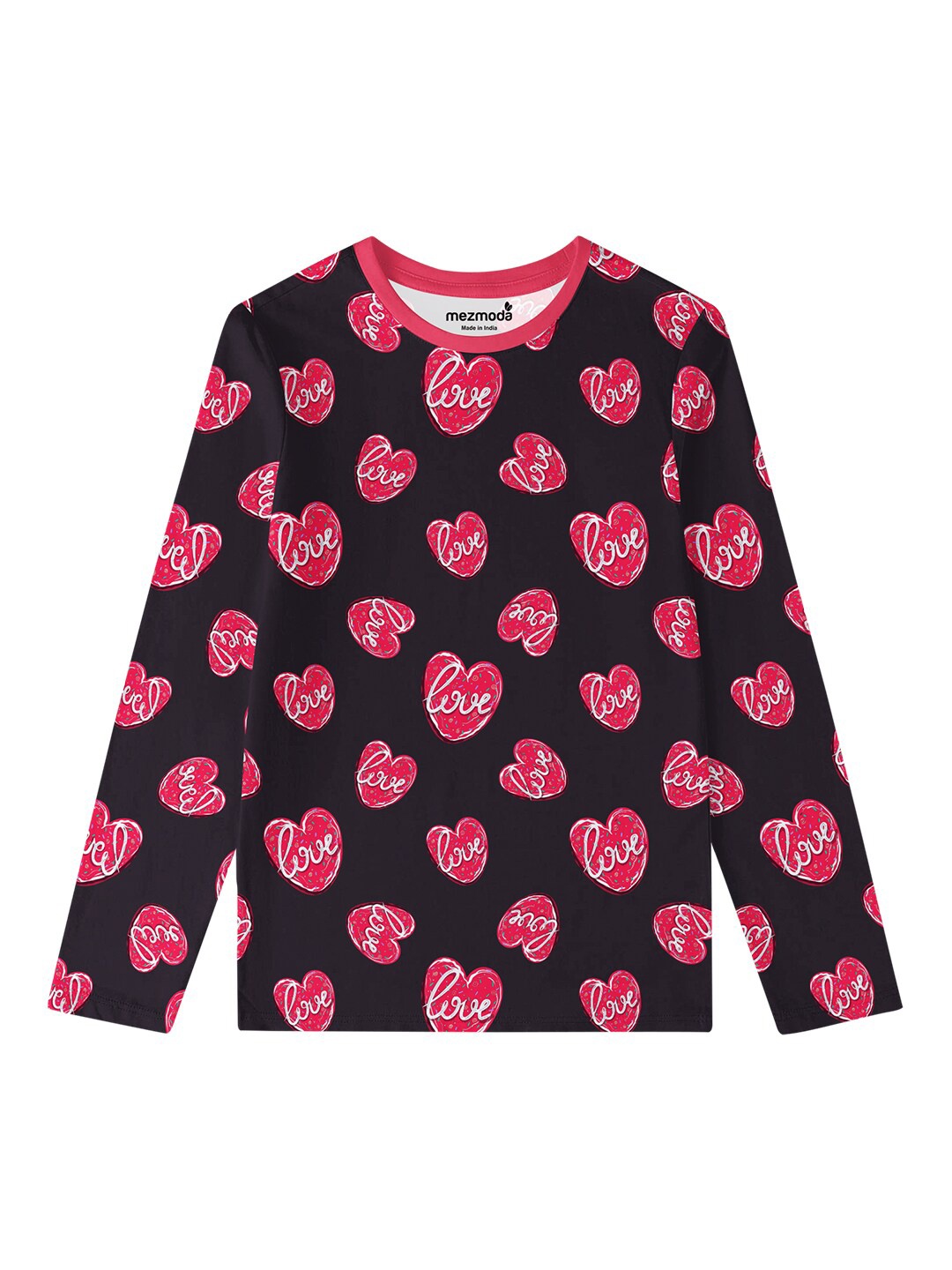 

mezmoda Girls Black & Pink Printed T-shirt