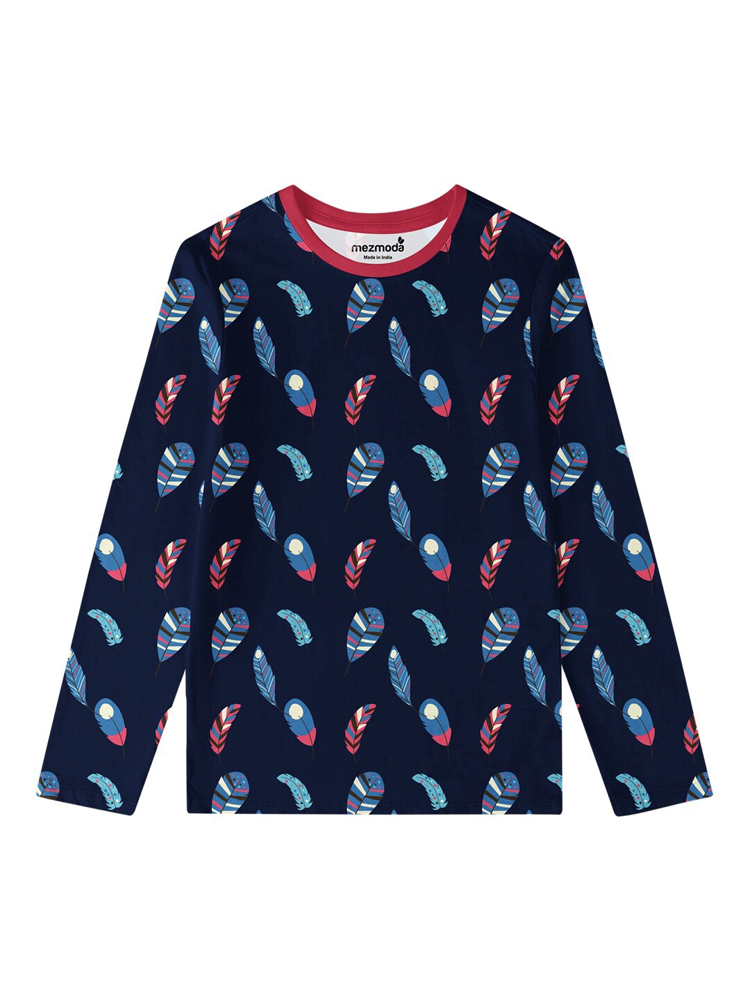 

mezmoda Girls Navy Blue & Pink Printed T-shirt