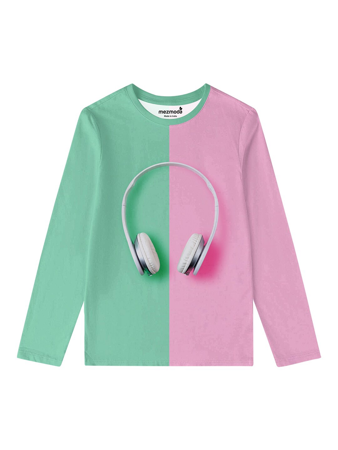 

mezmoda Girls Green & Pink Colourblocked T-shirt