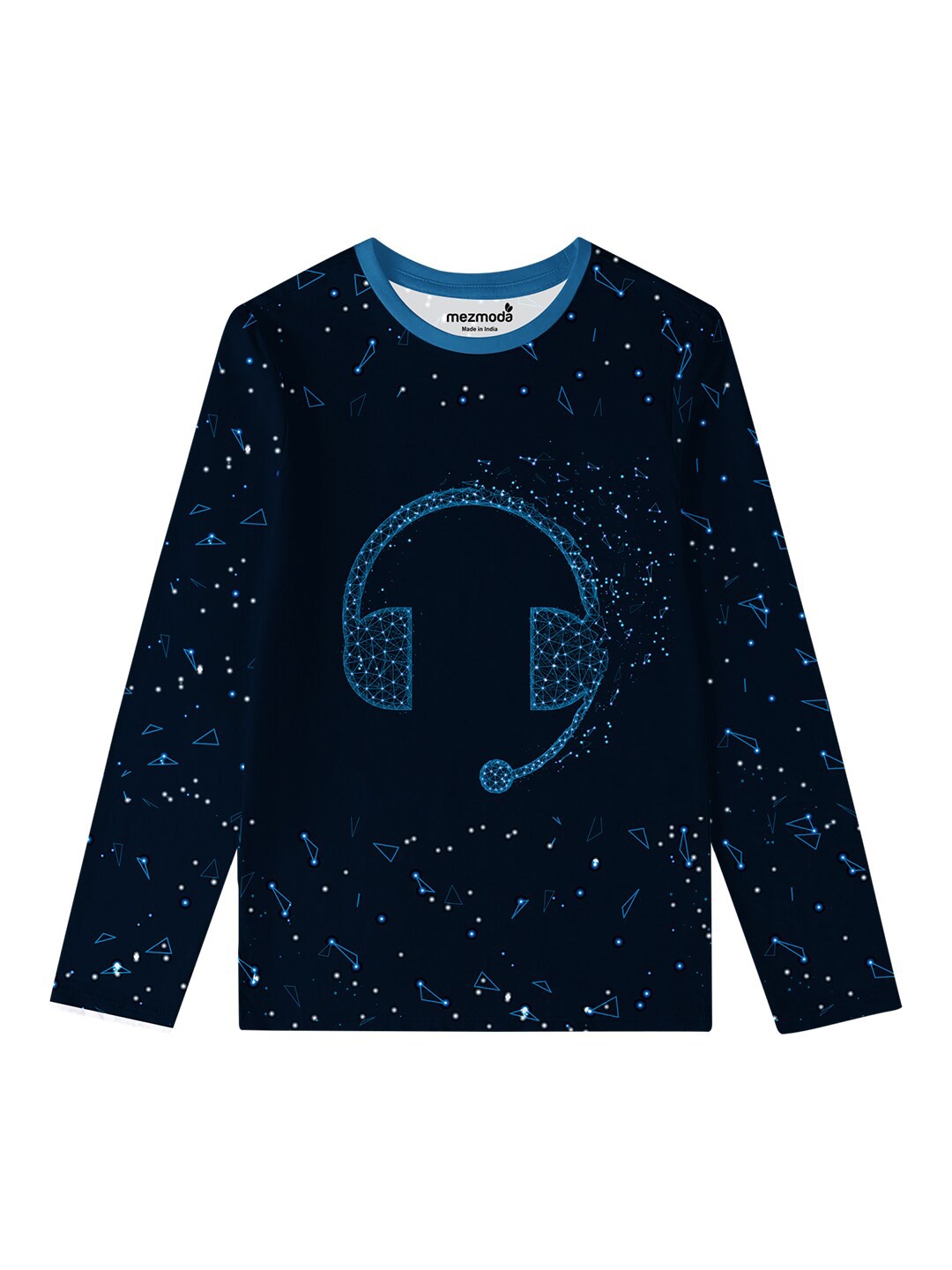

mezmoda Girls Navy Blue & Blue Printed T-shirt