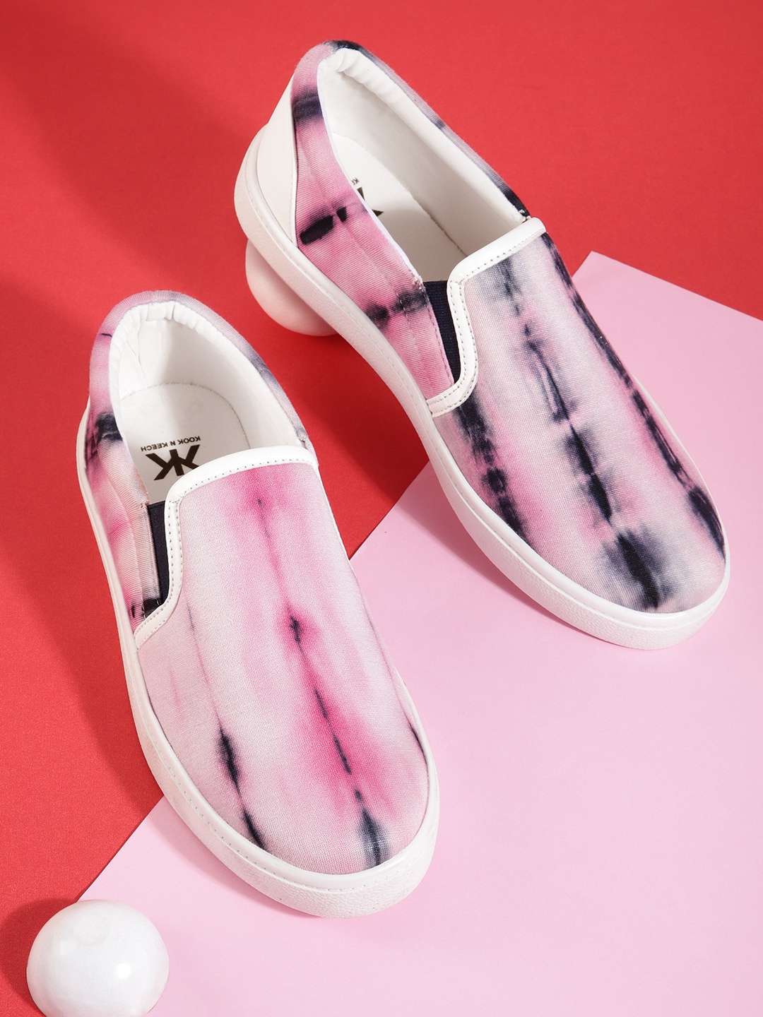 

Kook N Keech Women Pink & Black Tie-Dye Slip-On Sneakers