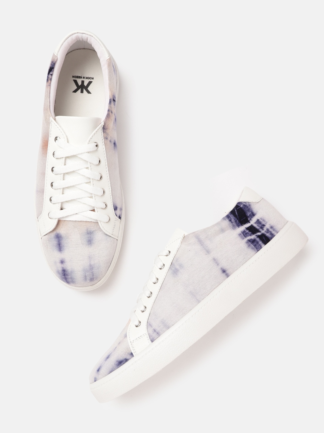 

Kook N Keech Women Off-White & Navy Tie-Dye Sneakers