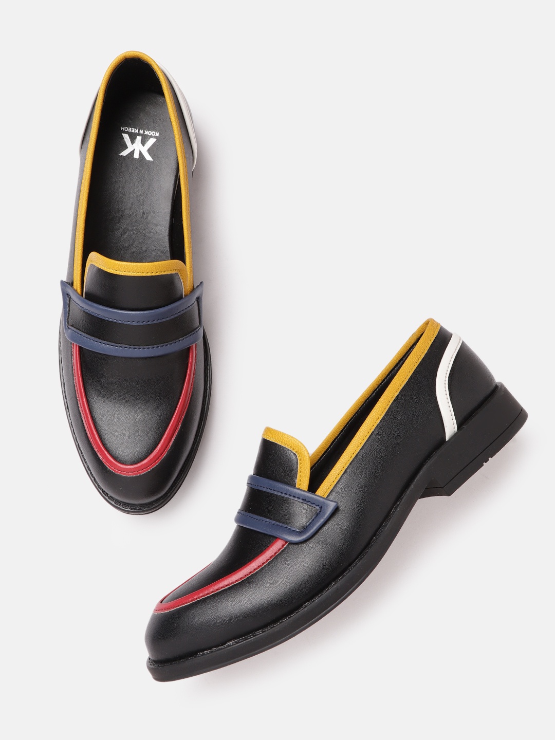 

Kook N Keech Women Black & Yellow Solid Loafers