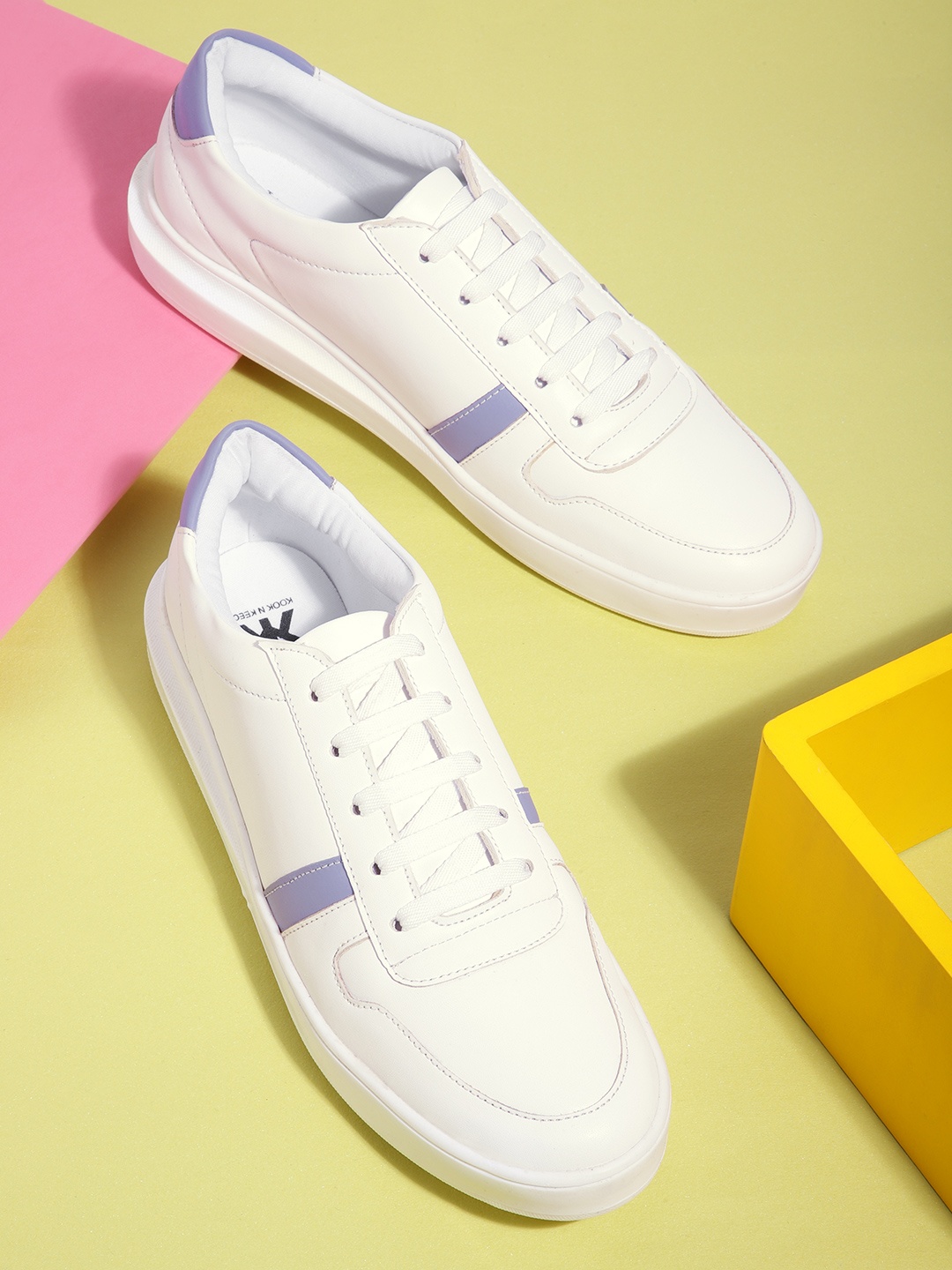 

Kook N Keech Women White & Lavender Solid Sneakers