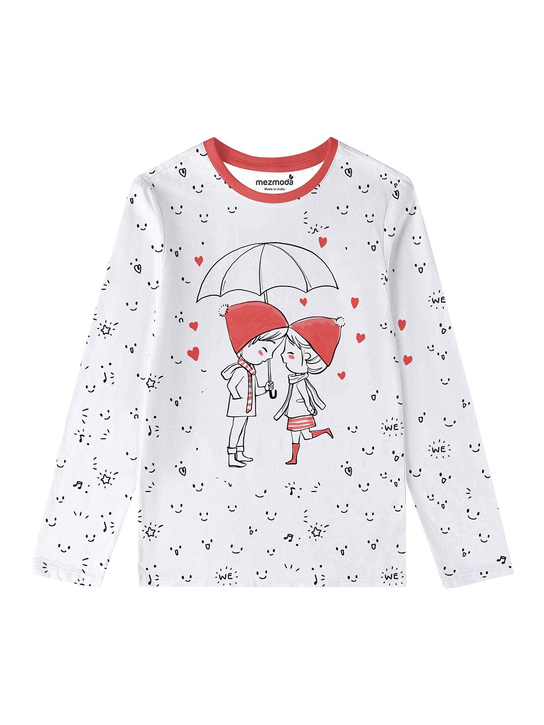 

mezmoda Girls White & Red Printed T-shirt